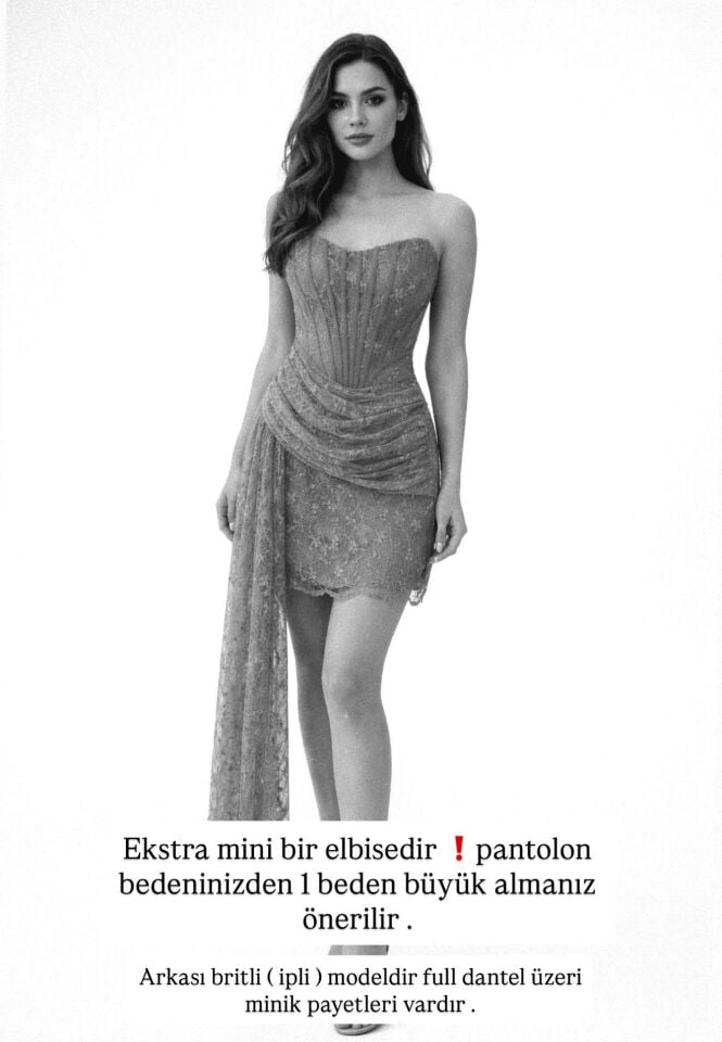 Lopez Dantel Kumaşlı Kuşak Detaylı Bebe Mavisi Mini Elbise