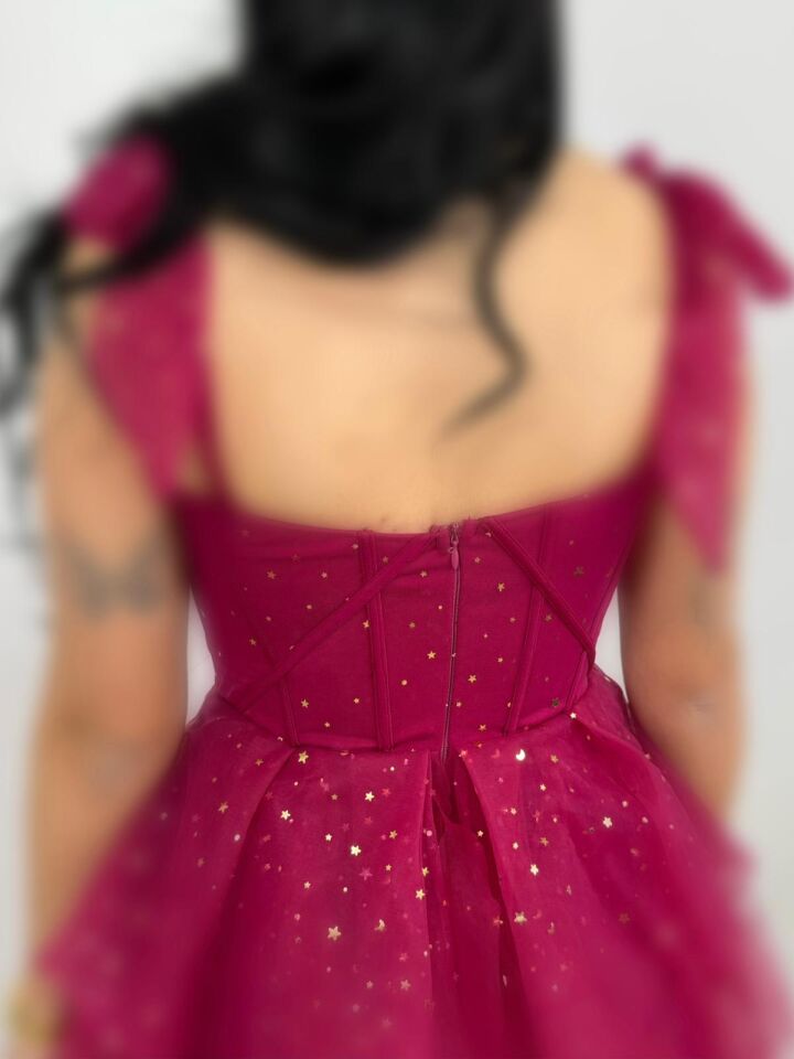 Siana Korseli Katlı Model Pembe Renk Abiye Elbise 36