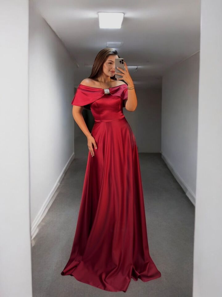 Madonna Yaka Bella Bordo Abiye Elbise 42